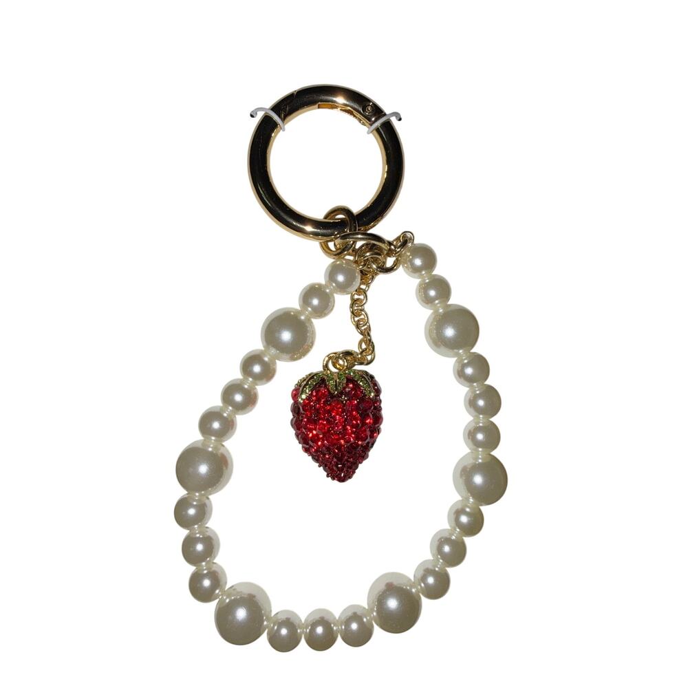 J.Crew Strawberry & Faux Pearl Bag Tag Charm